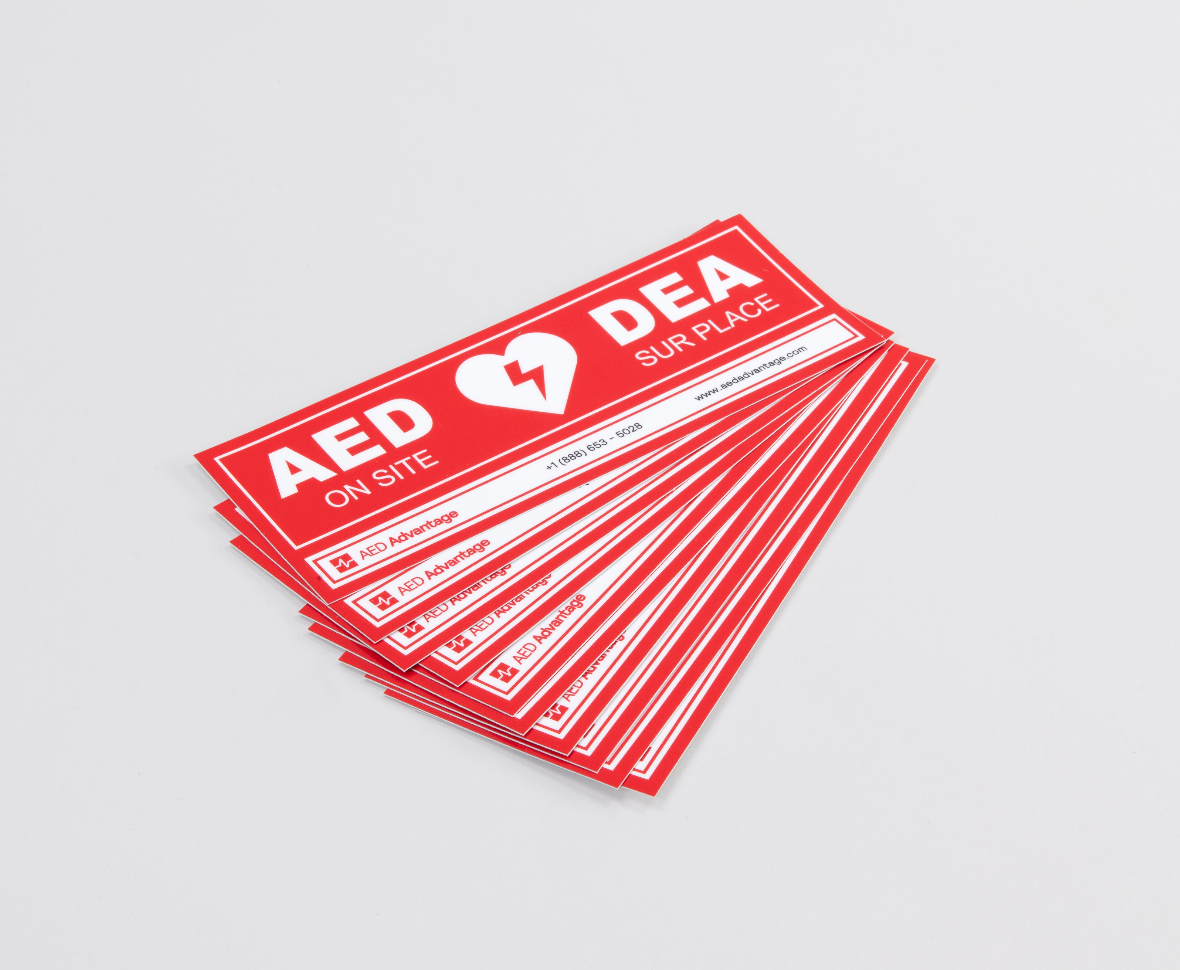 A boquet of rectangular bright red AED door decals