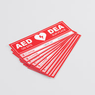 A boquet of rectangular bright red AED door decals