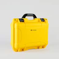 A durable yellow hardshell AED carry case