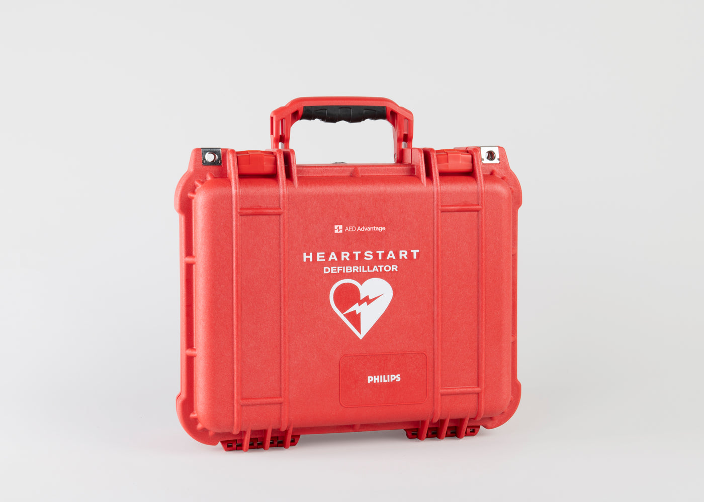 A bright red Philips hardshell AED carry case
