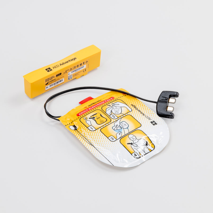 Yellow electrodes package and yellow battery pack for the Defibtech LIifeline VIEW defibrillator