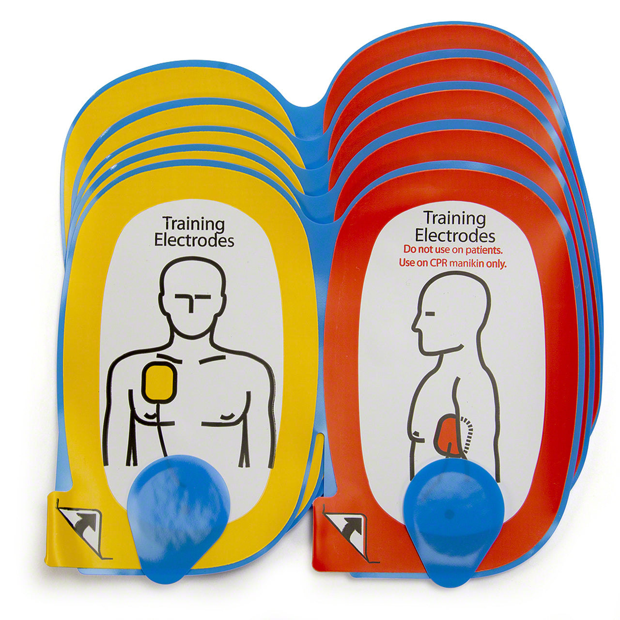 A set of 5 colorful training pads for the LIFEPAK CR Plus AED
